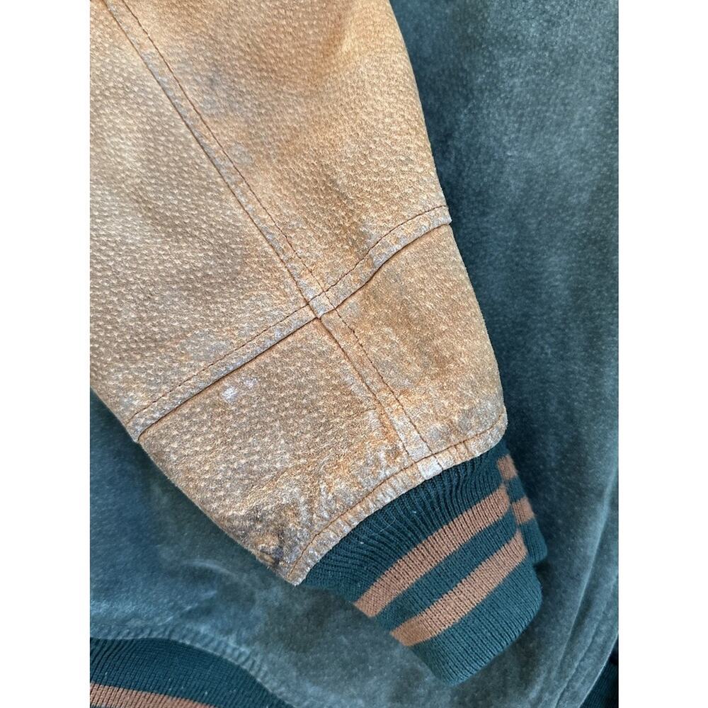 Vintage Watershed William Barry Leather Bomber Jacket Size XL Men’s Green Brown - Picture 12 of 12